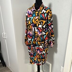 Blush Multicolor Geometric Long Sleeve Dress